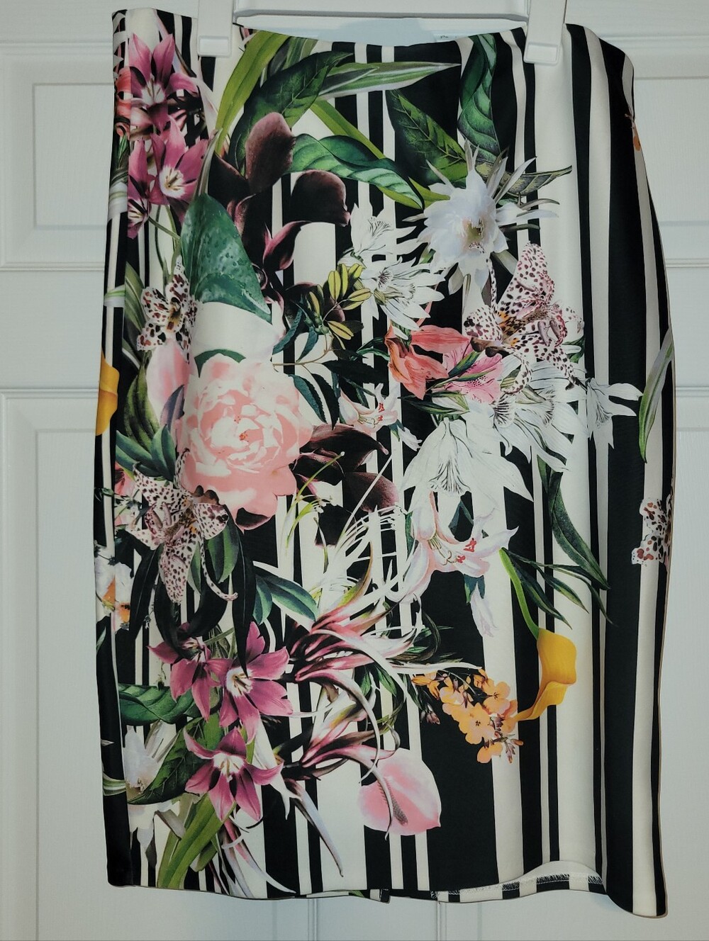 eci New York Floral Stripe Pencil Skirt